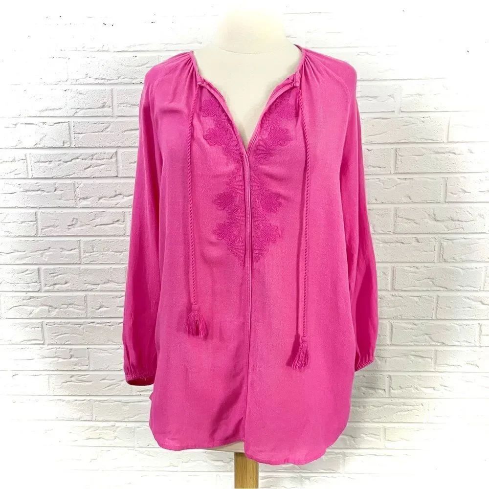 Lilly Pulitzer Etta Embroidered Hotty Pink Tunic Size Medium